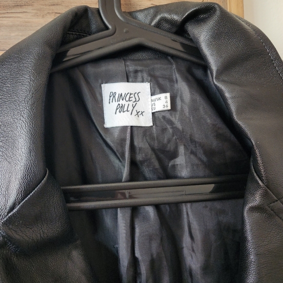 Princess Polly Black Faux leather coat - Picture 3 of 3